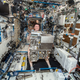 Expedition 57 Flight Engineer Serena Auñón-Chancellor of NASA holds an Air and Water Management Drawer removed from a Life Support Rack inside the U.S. Destiny laboratory during maintenance work aboard the International Space Station.